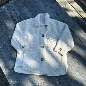 Zara Cozy Coat/Jacket Size:6 116cm, Broken White